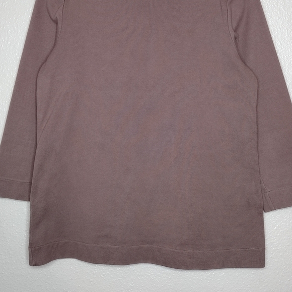 Kate Spade Saturday Boat Neck Minimalist Neutral Brown 3/4 Sleeve Top Sweater - Picture 4 of 13